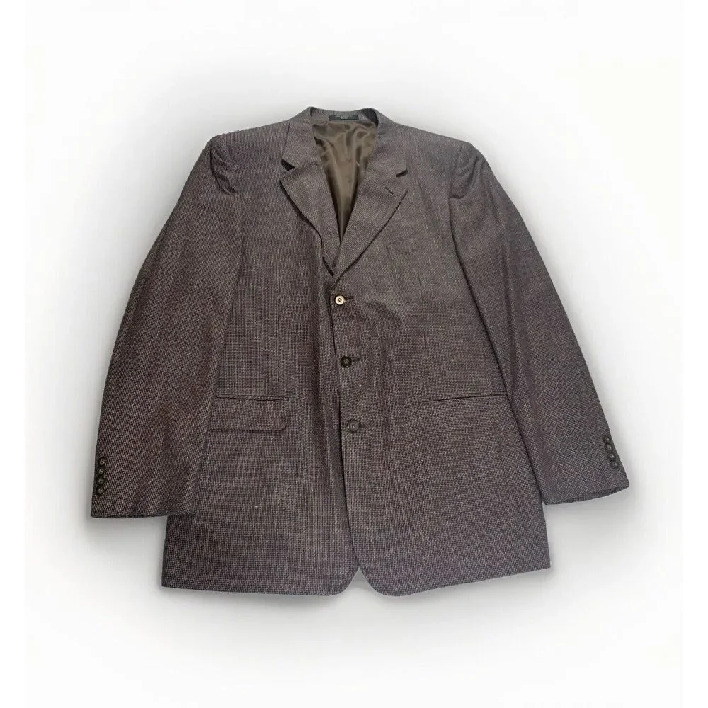 Versini Sport Coat Blazer Mens 46XL‎ Multicolor Check 100 % Silk Ventless Jacket